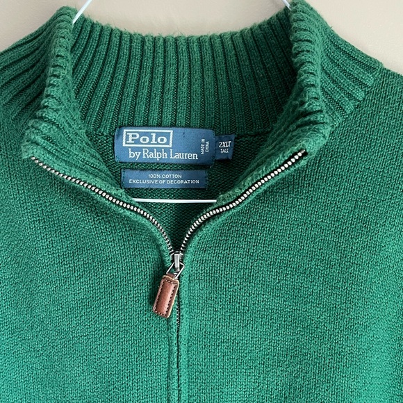 Ralph Lauren Green Zip Up Sweater Soft Knit Casual - Picture 4 of 4